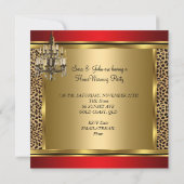 Invitation Lustre Fête de Chauffage Rouge Léopard Or (Dos)