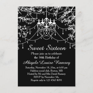 Invitation Lustre, feux d'arbres la nuit Sweet sixteen