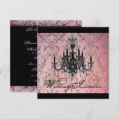 Invitation lustre gothique steampunk damas Mariage (Devant / Derrière)