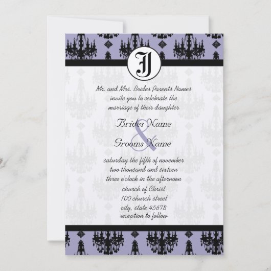 Invitation Lustre lavande avec Mariage photo (Devant)
