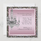 Invitation Lustre léopard noir rose pour fête d'anniversaire (Dos)