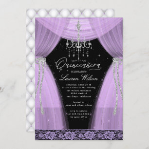 Invitation lustre luxueux violet scintillant Quinceanera
