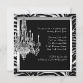 Invitation Lustre Noir Blanc Zèbre Fête d'anniversaire (Dos)