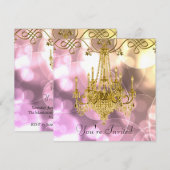 Invitation Lustre Or Rose Pour Toutes Occasions Fête (Devant / Derrière)
