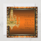 Invitation Lustre Orange Black Gold Damask Anniversaire (Dos)