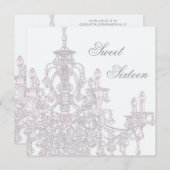 Invitation Lustre rose Doux 16 Anniversaire (Devant / Derrière)