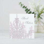 Invitation Lustre rose Doux 16 Anniversaire (Debout devant)