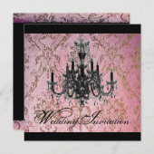 Invitation lustre steampunk gothique damas Mariage (Devant / Derrière)