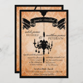 Invitation Lustre victorien ・ Mariage noir et orange pâle (Devant / Derrière)