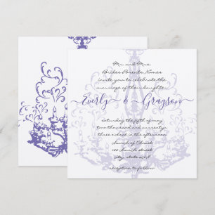 Invitation Lustre vintage antique lilas pour mariage 