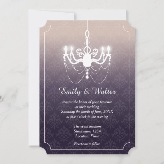 Invitation Lustre vintage Élégant Mariage violet (Devant)