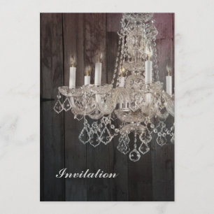 Invitation Lustre vintage parisien en bois de grange de pays