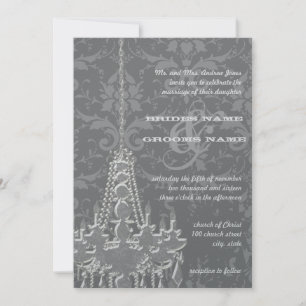 Invitation Lustres en argent et gris Mariage damassé Invitati