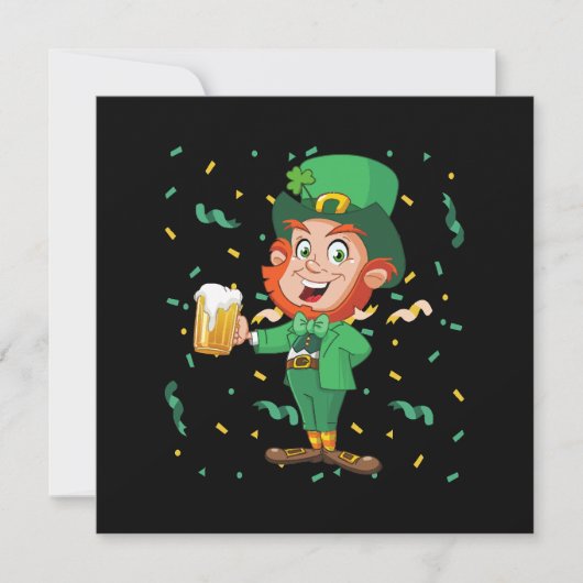 Invitation Lutin buvant de la bière St. Patrick's Day (Devant)