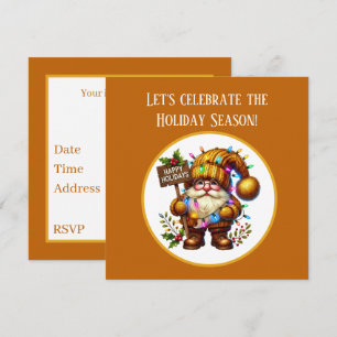Invitation Lutin de Noël festif repas de fête de vacances