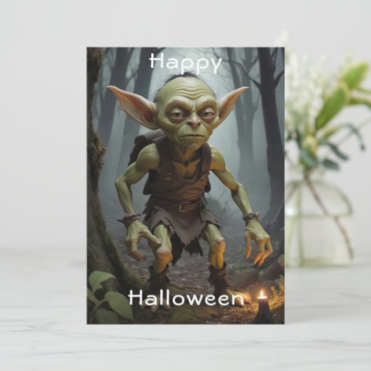 Invitation Lutin Malicieux se Cachant dans une Forêt Hantée (Debout devant)