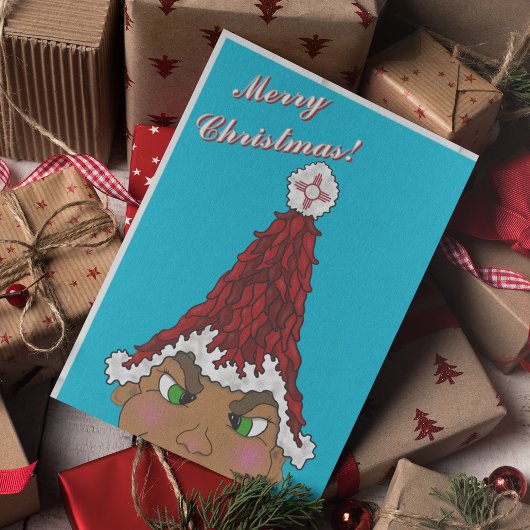 Invitation Lutin portant un chapeau de Père Noël au piment ro