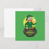 Invitation Lutins de dessin animé dans un pot d'or tenant un  (Devant / Derrière)