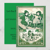 Invitation Lutins enfants mignons trèfle dansant (Devant / Derrière)