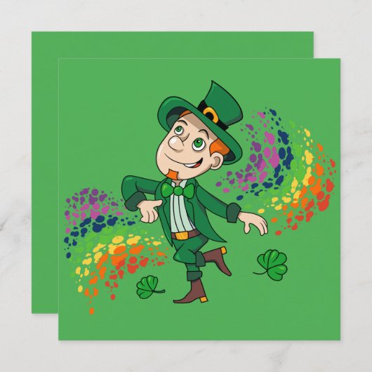 Invitation Lutins mignons heureux souriants dansants, un arc- (Devant / Derrière)