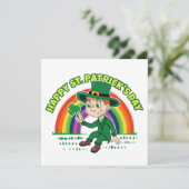 Invitation Lutrin de dessin animé mignon avec trèfle et arc-e (Debout devant)