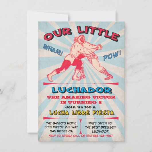 Invitation Lutte Lucha Libre fête d'anniversaire (Devant)