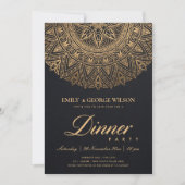 INVITATION LUX BLACK OR CLASSIQUE ORNATE MANDALA DÎNER PARTIE (Devant)