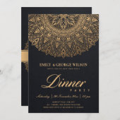 INVITATION LUX BLACK OR CLASSIQUE ORNATE MANDALA DÎNER PARTIE (Devant / Derrière)
