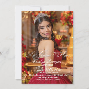 Invitation Lux et élégant Photo Quinceanera Gold