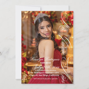 Invitation Lux et élégant Photo Quinceanera Gold