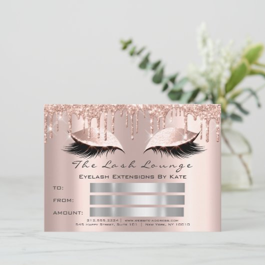 Invitation Lux Lashes Gris Spark Gold Maquillage certificat c (Debout devant)