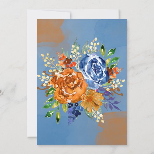 Invitation Lux Parties scintillant Bleu Orange Aquarelle Mari (Dos)
