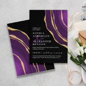 Invitation Lux violet or agate noir mariage