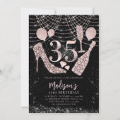 Invitation Luxe 35e anniversaire Rose Gold & Black Parties sc (Devant)