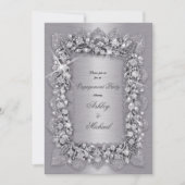 Invitation luxe 3d mode fiançailles argent chic (Devant)