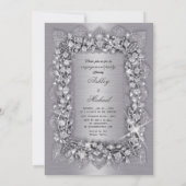 Invitation luxe 3d mode fiançailles argent chic (Dos)