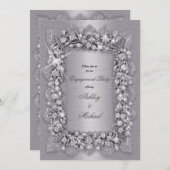 Invitation luxe 3d mode fiançailles argent chic (Devant / Derrière)