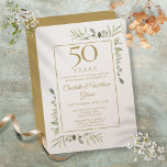 Invitation Luxe 50e Anniversaire Mariage d'or Verdure<br><div class="desc">Doté d'une délicate aquarelle de verdure de jardin de campagne,  cette invitation chic anniversaire peut être personnalisée avec vos informations spéciales de célébration de 50 ans sur une carte shimmer champagne,  avec un arrière - plan doré au verso. Conçu par Thisisnotme©</div>