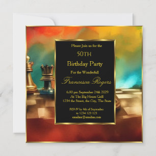 Invitation Luxe 50e Anniversaire Party Gold Black multicolore