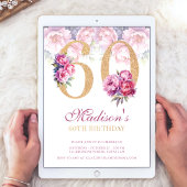 Invitation Luxe 60e anniversaire Floral Pink Gold Parties sci