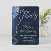 Invitation Luxe Agate Sapphire Blue Rose Gold 30e anniversair (Debout devant)
