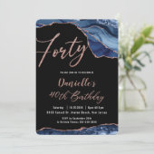 Invitation Luxe Agate Sapphire Blue Rose Gold 40e anniversair (Debout devant)