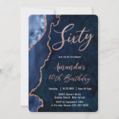 Invitation Luxe Agate Sapphire Blue Rose Gold 60e anniversair (Devant)