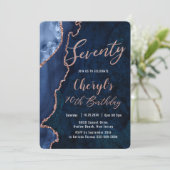 Invitation Luxe Agate Sapphire Blue Rose Gold 70e anniversair (Debout devant)