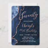 Invitation Luxe Agate Sapphire Blue Rose Gold 70e anniversair (Devant)