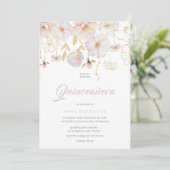 Invitation Luxe Aquarelle Fleur sauvage Blush Quinceanera (Debout devant)