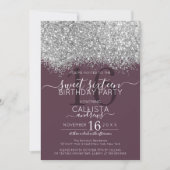 Invitation Luxe Argent Parties scintillant violet Confetti Sw (Devant)