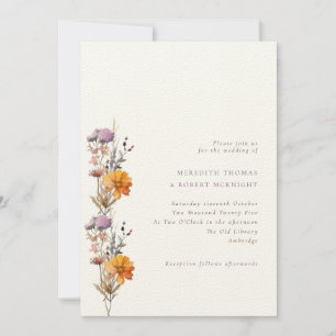 Invitation Luxe Automne Orange & Purple Fleur sauvage Mariage