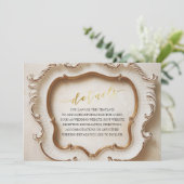 Invitation Luxe Baroque Blanc et Or Détails Mariage (Debout devant)