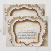 Invitation Luxe Baroque Blanc et Or Détails Mariage (Devant / Derrière)